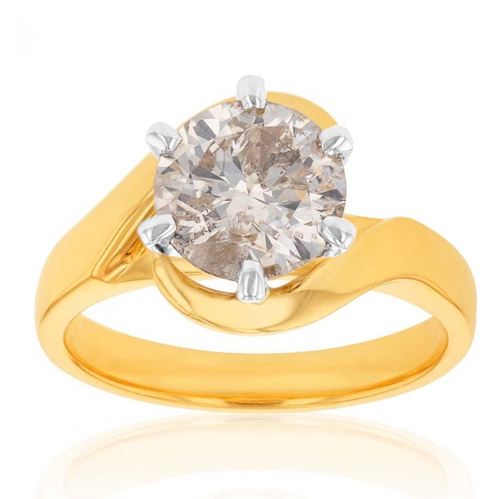 18ct Yellow Gold 1.50 Carat Diamond Ring With 1 Carat Australian Diamond