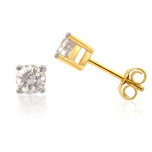 Load image into Gallery viewer, 9ct Yellow Gold 1 Carat Diamond Stud Earrings