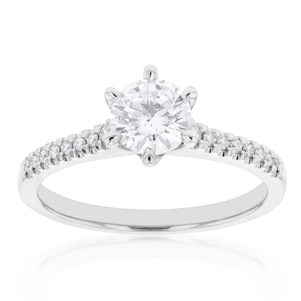 18ct White Gold 0.80 Carat Solitaire with 0.70 Carat Certified Centre Diamond