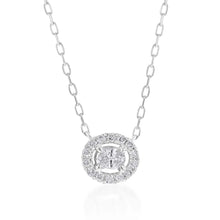 Load image into Gallery viewer, 10ct White Gold Oval Diamond Halo Pendant Totalling 10-14 Points on Adjustable Chain