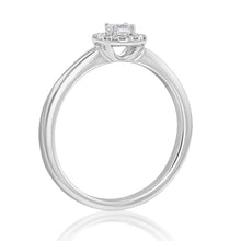 Load image into Gallery viewer, 10ct White Gold 1/6 Carat Diamond Ring with Oval Centre and Halo