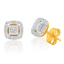 Load image into Gallery viewer, 10 Carat 45PT Diamond Princess Studs with Halo