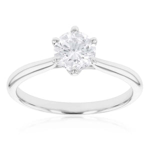 18ct White Gold Solitaire Ring with 1.00 Carat GI SI Certified Diamond