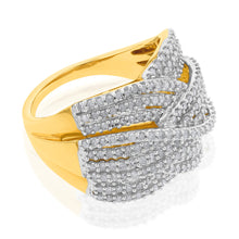Load image into Gallery viewer, 10ct Yellow Gold 1 Carat Diamond Cross Over Ring
