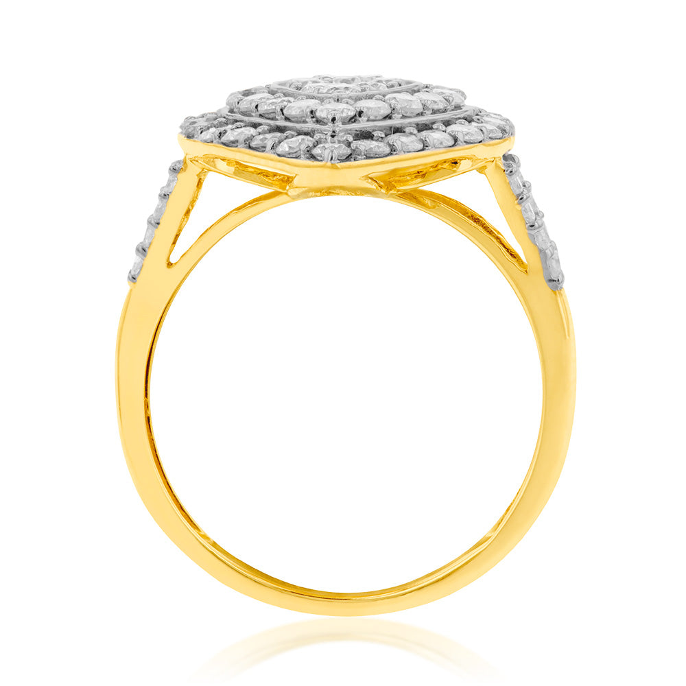 9ct Yellow Gold 1 Carat Diamond Pear Shape Cluster Ring
