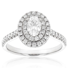 Load image into Gallery viewer, 18ct White Gold 1 Carat Diamond Solitaire Ring with 0.45 Carat Oval Centre