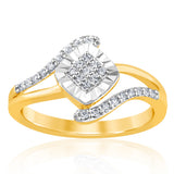 9ct Yellow Gold  1/5 Carat Cluster Diamond Ring