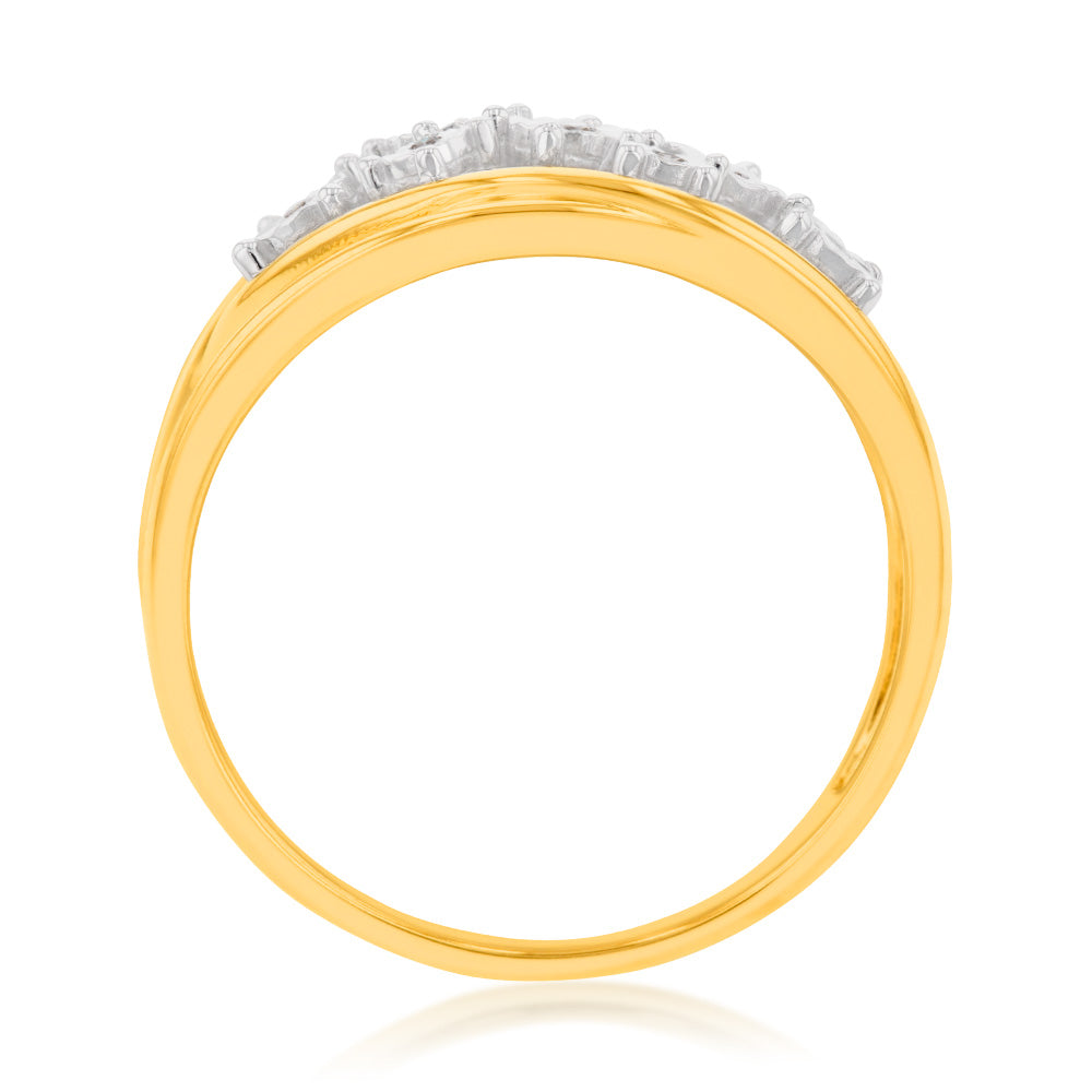 9ct Yellow Gold Diamond Ring with 8 Brilliant Diamonds