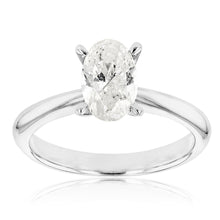 Load image into Gallery viewer, 18ct White Gold 1.00 OVAL HJ SI Carat Certified Diamond Solitaire Ring