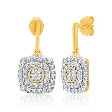 Load image into Gallery viewer, 9ct Yellow Gold 1 Carat Diamond Drop Earrings