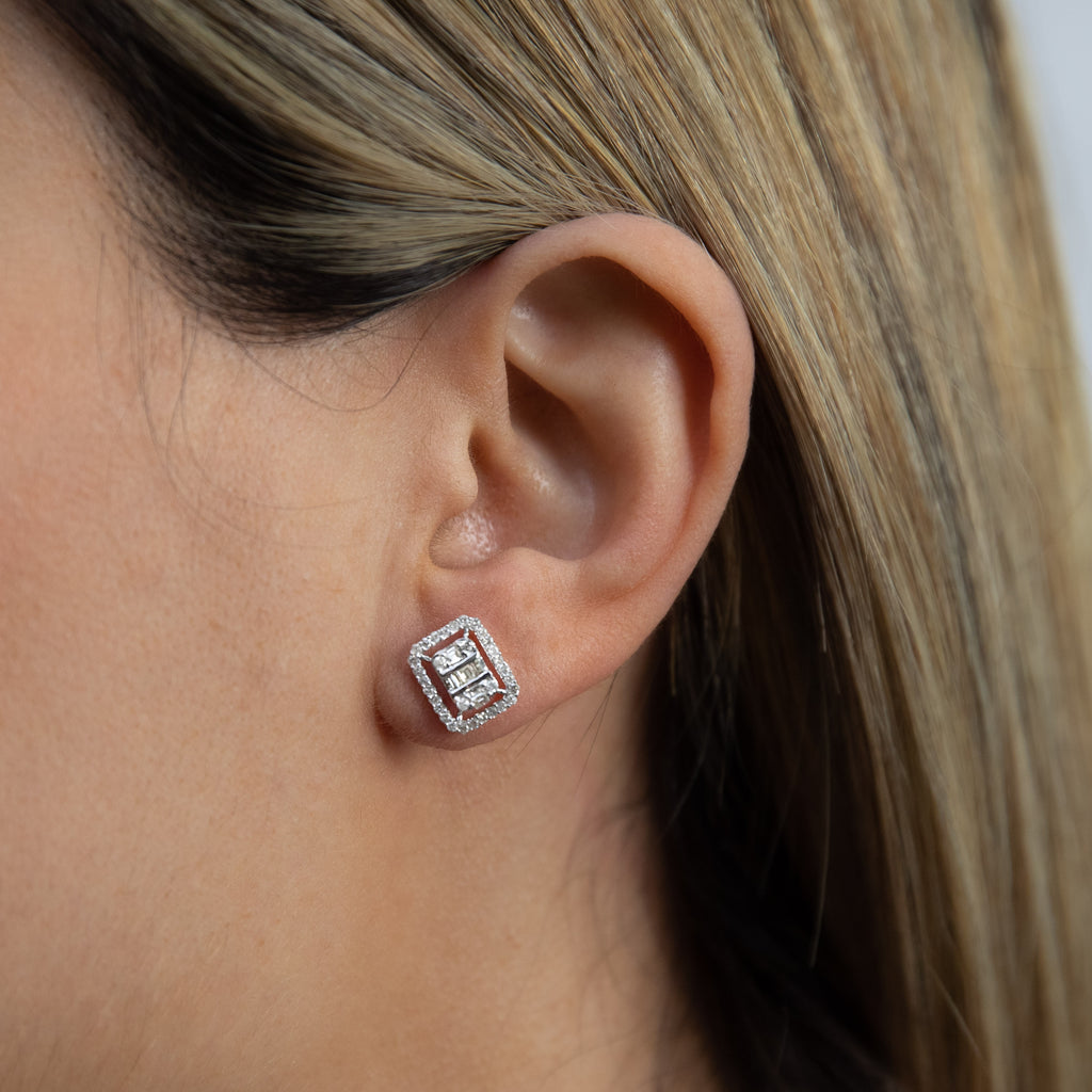 1 Carat T.W. Diamond Bezel Set Stud Earrings White Gold – Elite Fine  Jewelers