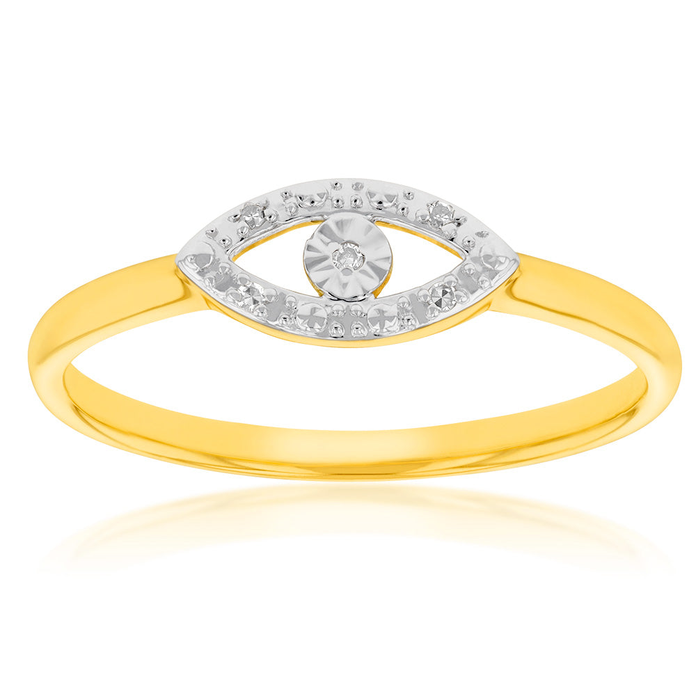 Eye Rings Diamond 9ct Yellow Gold Diamond Evil Eye Ring – Shiels Jewellers