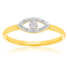 Load image into Gallery viewer, 9ct Yellow Gold Diamond Evil Eye Ring