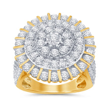 Load image into Gallery viewer, 9ct Yellow Gold 3 Carat Diamond Round Cluster Ring with Brilliant Diamonds