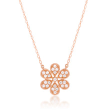 Load image into Gallery viewer, 10ct Rose Gold Diamond Flower Pendant With 25 Brilliant Diamonds On 46cm Chain