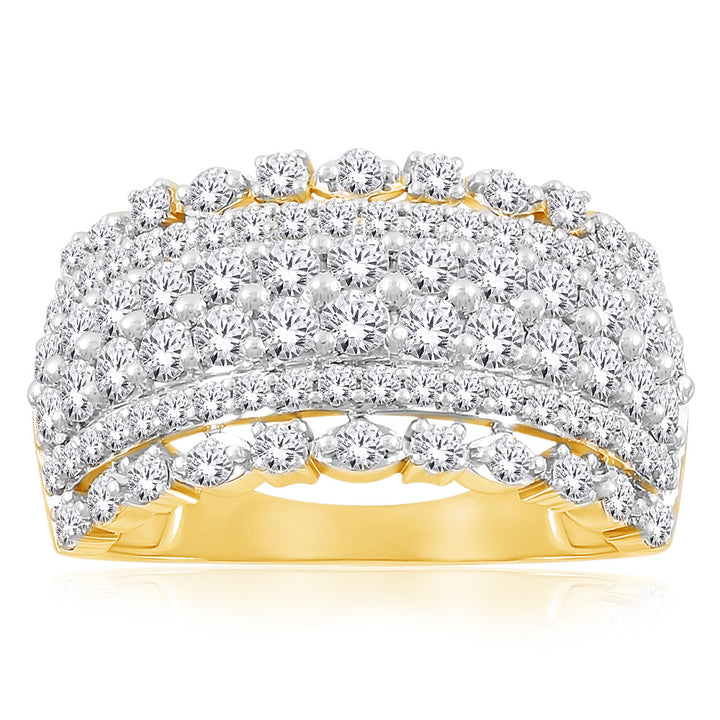 10ct Yellow Gold 1.5 Carat Diamond Pave Ring