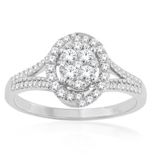 Load image into Gallery viewer, 10ct White Gold 1/2 Carat Diamond Cluster Ring