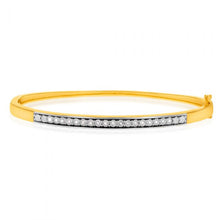 Load image into Gallery viewer, Gold Plated Sterling Silver 1/10 Carat Diamond Bangle