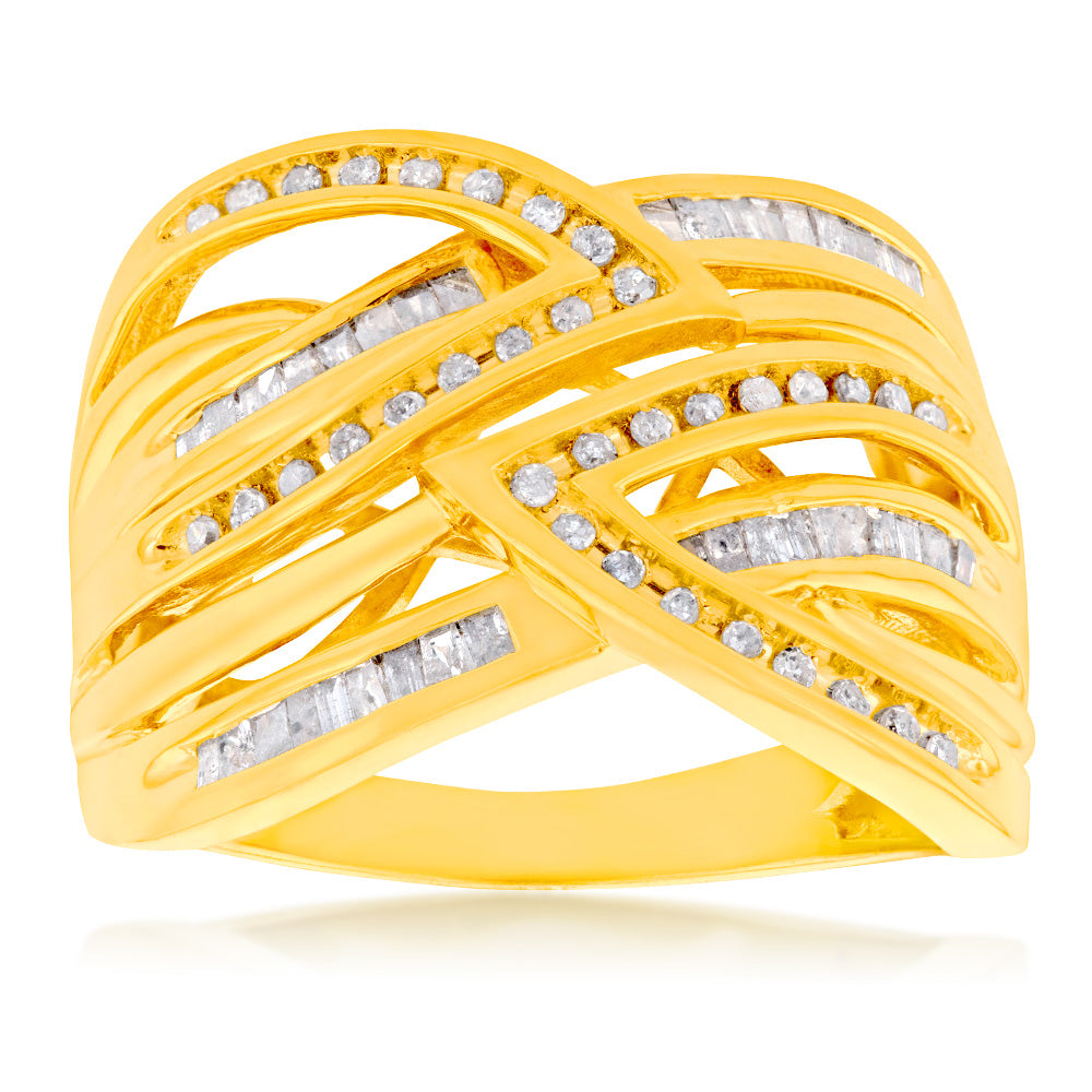 Gold Plated Silver 1/2 Carat Diamond Dress Ring