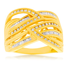 Load image into Gallery viewer, Gold Plated Silver 1/2 Carat Diamond Dress Ring