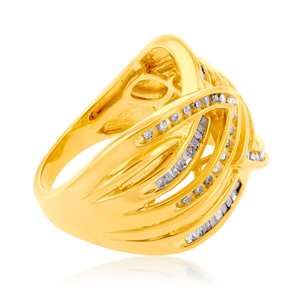 Gold Plated Silver 1/2 Carat Diamond Dress Ring