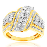 Gold Plated Silver 1/2 Carat Diamond Dress Ring