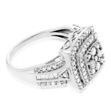Load image into Gallery viewer, Silver 1 Carat Diamond Cluster Dress Ring
