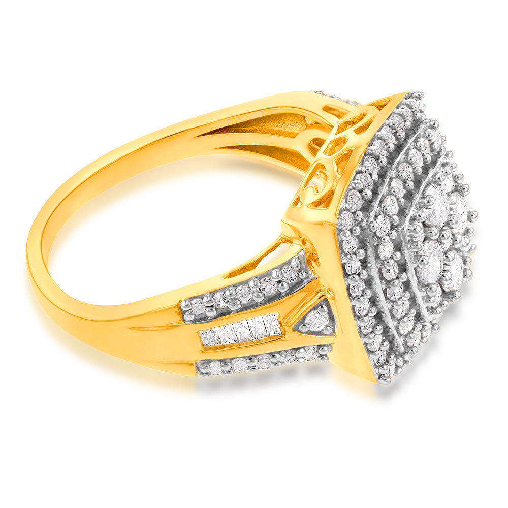 Gold Plated Silver 1 Carat Diamond Dress Ring