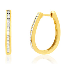 Load image into Gallery viewer, Gold Plated Silver 1/2 Carat Diamond Hoop Earrings