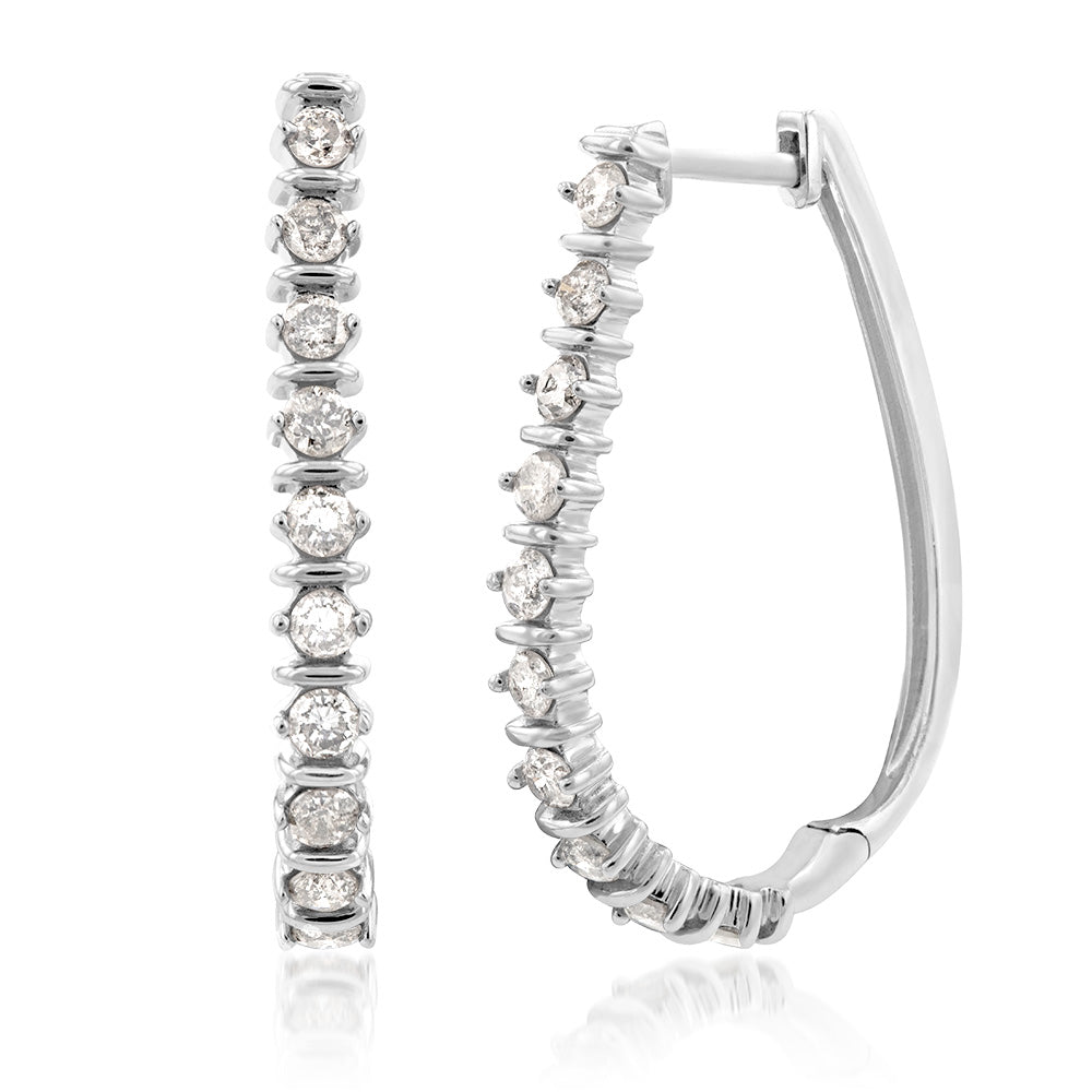 Silver 1 Carat Diamond Hoop Earrings Shiels Jewellers