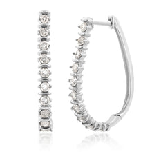 Load image into Gallery viewer, Silver 1 Carat Diamond Hoop Earrings