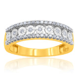 9ct Yellow Gold 1/4 Carat Diamond Ring With 49 Brilliant Diamonds