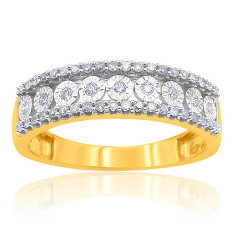 9ct Yellow Gold 1/4 Carat Diamond Ring With 49 Brilliant Diamonds