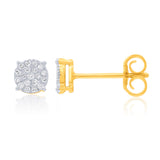 9ct Yellow Gold Diamond Stud With 38 Brilliant Diamonds