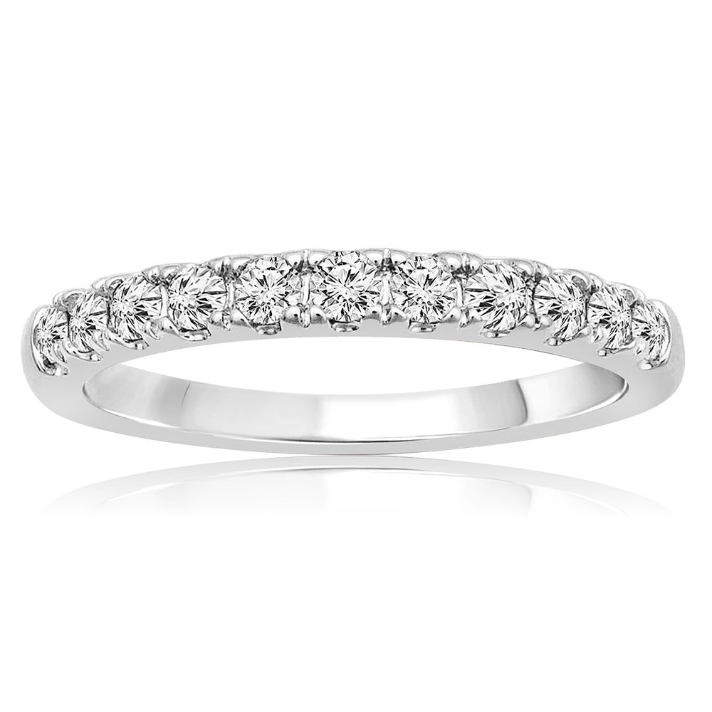 14ct White Gold Diamond Eternity Straight Ring In Claw Style