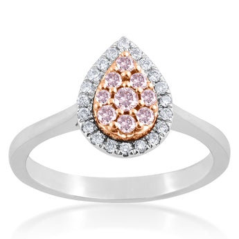 9ct  White and Rose Gold 1/3 Carat Diamond Ring With Pink Argyle Diamonds