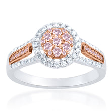 Load image into Gallery viewer, 9ct  White and Rose Gold 1/2 Carat Diamond Ring With Pink Argyle Diamonds
