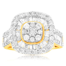 Load image into Gallery viewer, 9ct Yellow Gold 2 Carat Diamond Cluster Ring