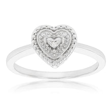 Load image into Gallery viewer, Sterling Silver With Diamond Heart Shape Ring