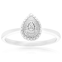 Load image into Gallery viewer, Sterling Silver With Diamond Pear Shape Ring
