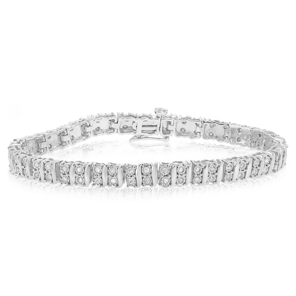 Sterling Silver 1 Carat 18cm Diamond Bracelet Shiels Jewellers