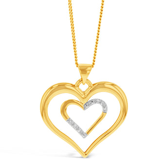 9ct Yellow Gold Diamond Heart Pendant