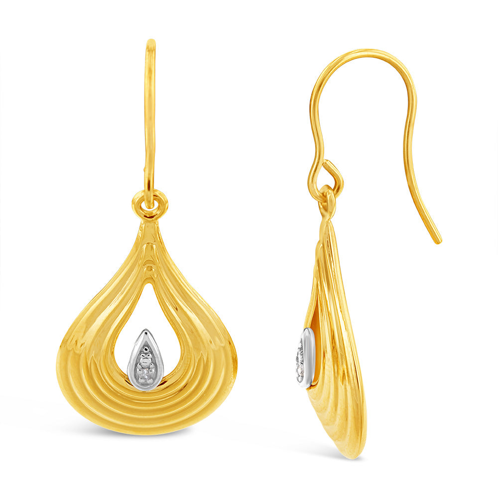 9ct Yellow Gold Diamond Drop Earrings
