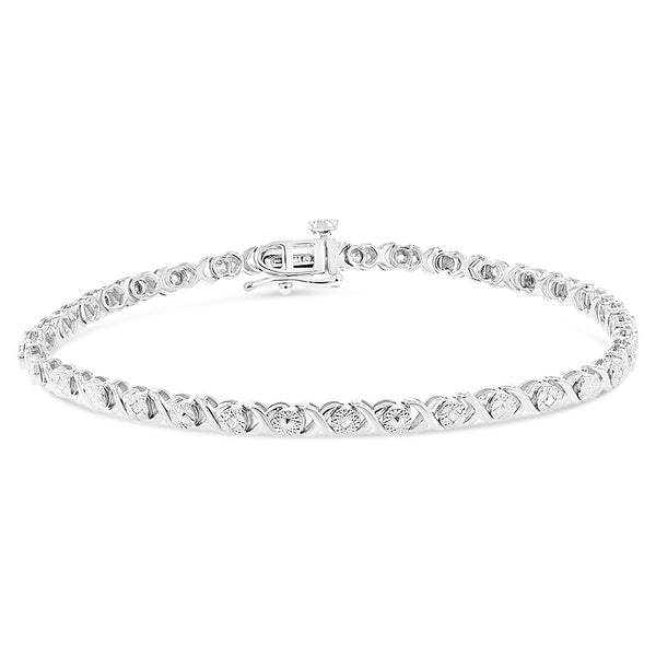 Sterling Silver Diamond Bracelet with Length 18CM Shiels Jewellers