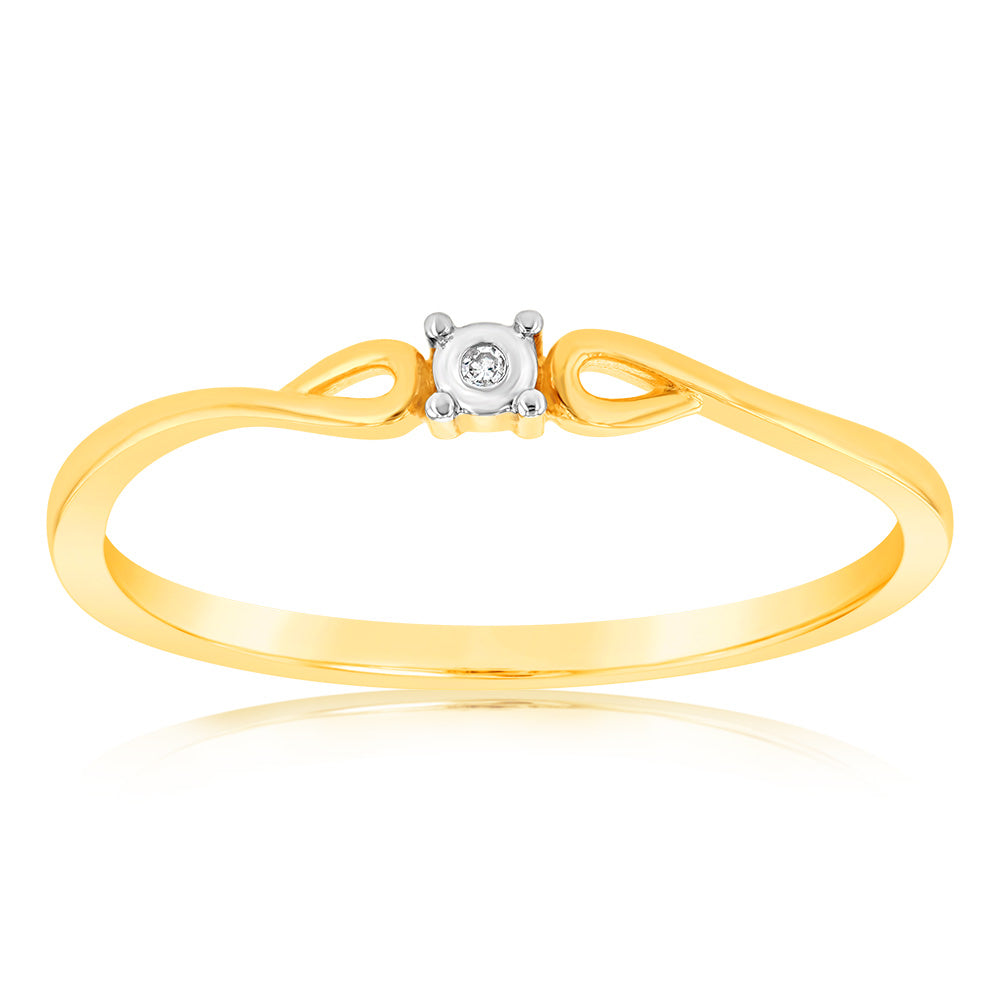 9ct Yellow Gold With 1 Brilliant Cut Diamond Ring