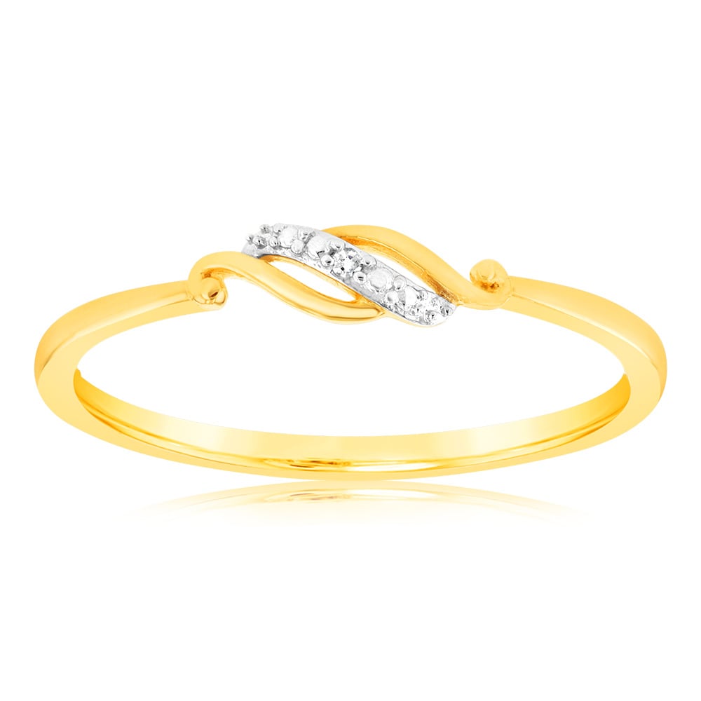 9ct Yellow Gold With 2 Brilliant Cut Diamond Ring