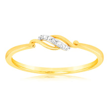 Load image into Gallery viewer, 9ct Yellow Gold With 2 Brilliant Cut Diamond Ring