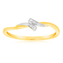 Load image into Gallery viewer, 9ct Yellow Gold With 2 Brilliant Cut Diamond Ring