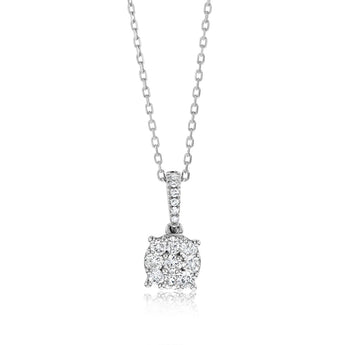 9ct White Gold 1/4 Carat Diamond Pendant On 40cm Chain