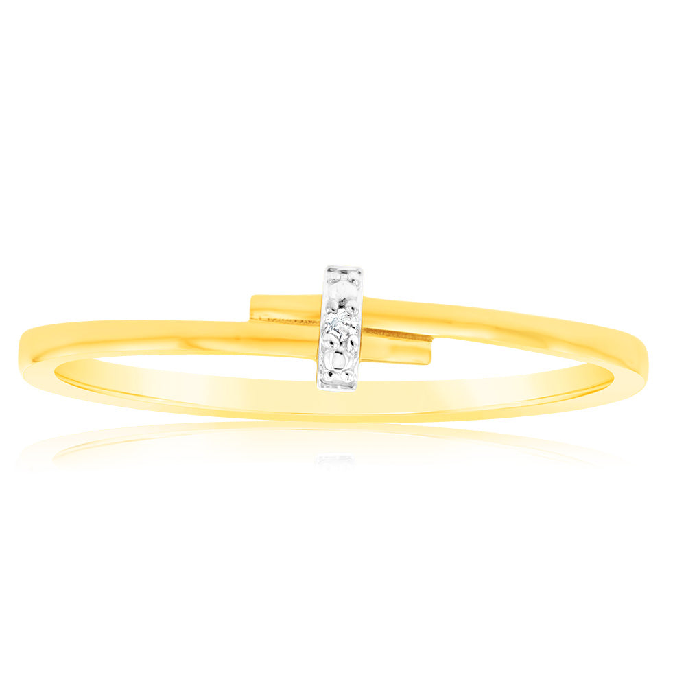 9ct Yellow Gold With 2 Brilliant Cut Diamond Ring